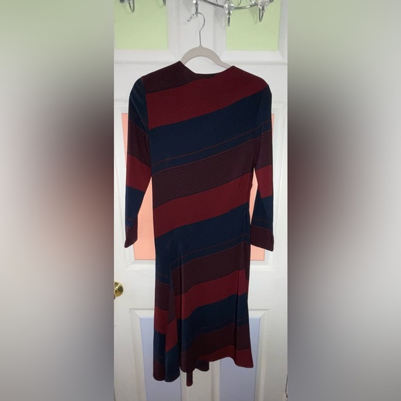Tory Burch Asymmetrical Dress RN11395/CA57014 Navy /Wine Retail $550.00 NWT Sz 2 - Picture 15 of 16